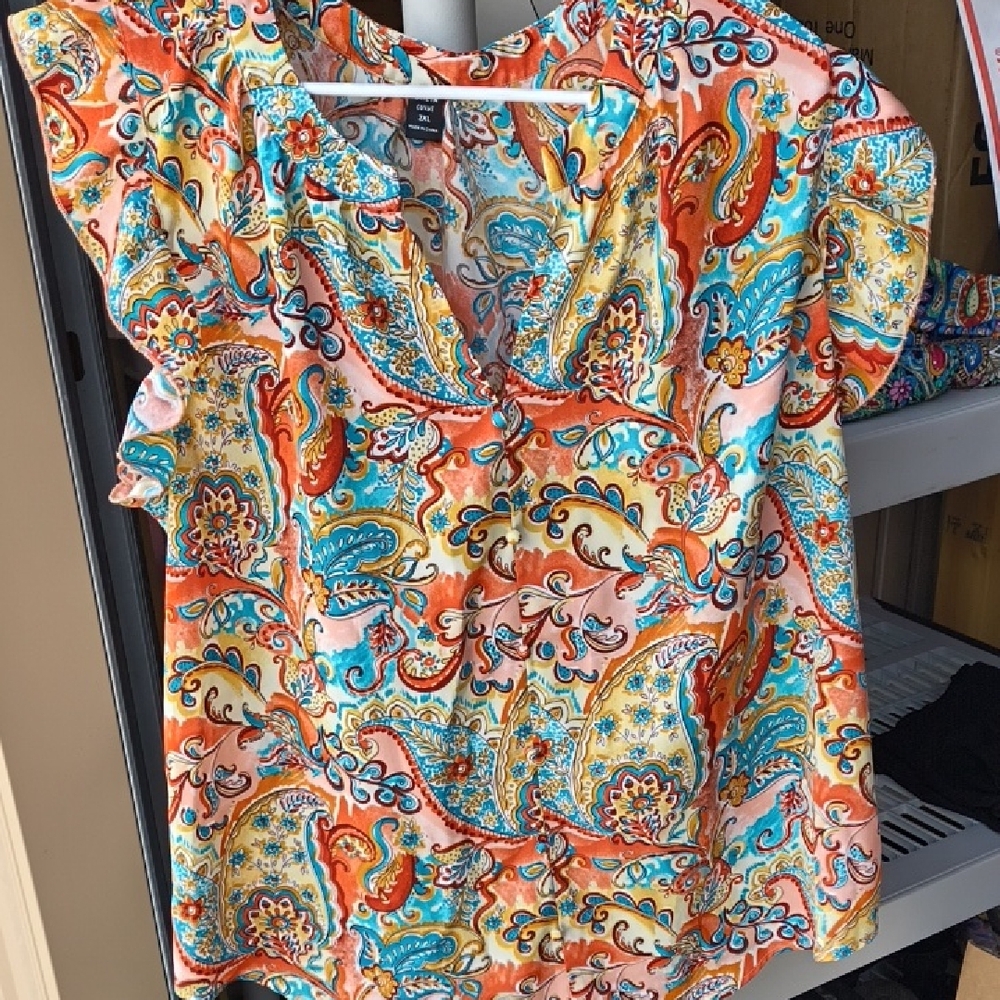 SHEIN Vibrant Paisley Print Blouse
